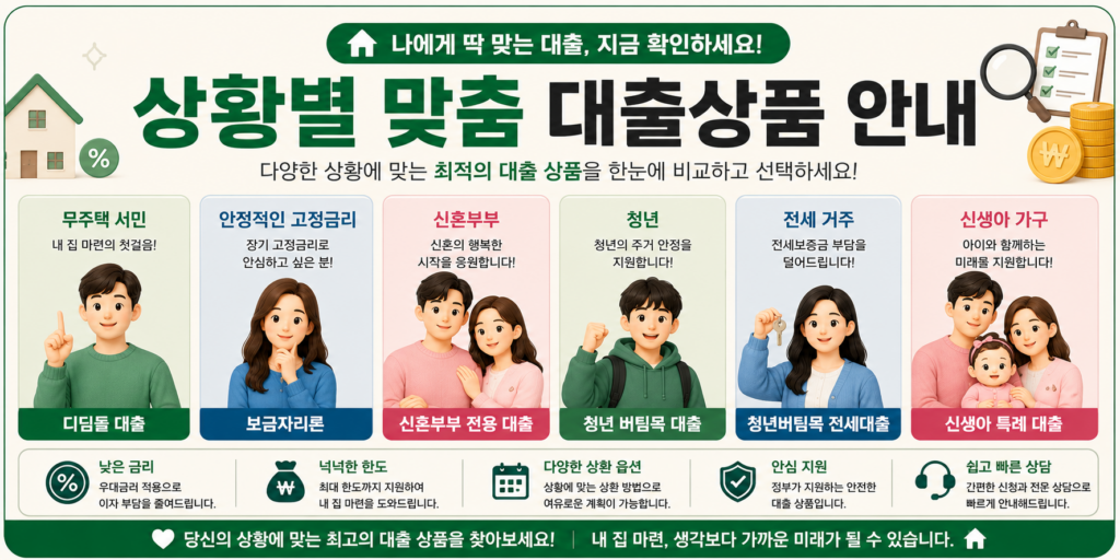 상황별 맞춤 대출상품 안내