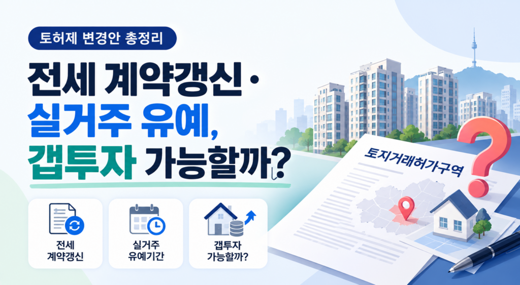 토허제 변경안 총정리: 전세 계약갱신·실거주 유예, 갭투자 가능할까?